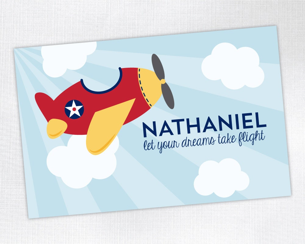 Personalized Placemat - Let Your Dreams Take Flight / Airplane - laminated, double-sided - Custom Kids / Childrens Placemat Il_170x135