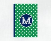 Personalized Hard Cover Bound Journal - Preppy Polka Dot Collection - Kelly Green / Cobalt Il_170x135