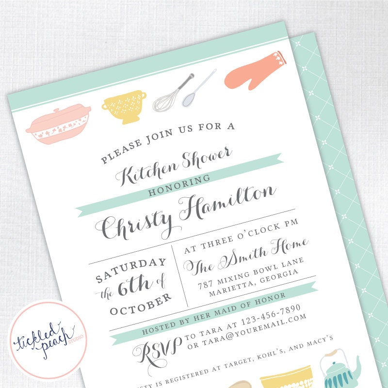 Vintage Kitchen Bridal Shower Invitation - mint - Custom Bridal Shower Invite Il_570xn