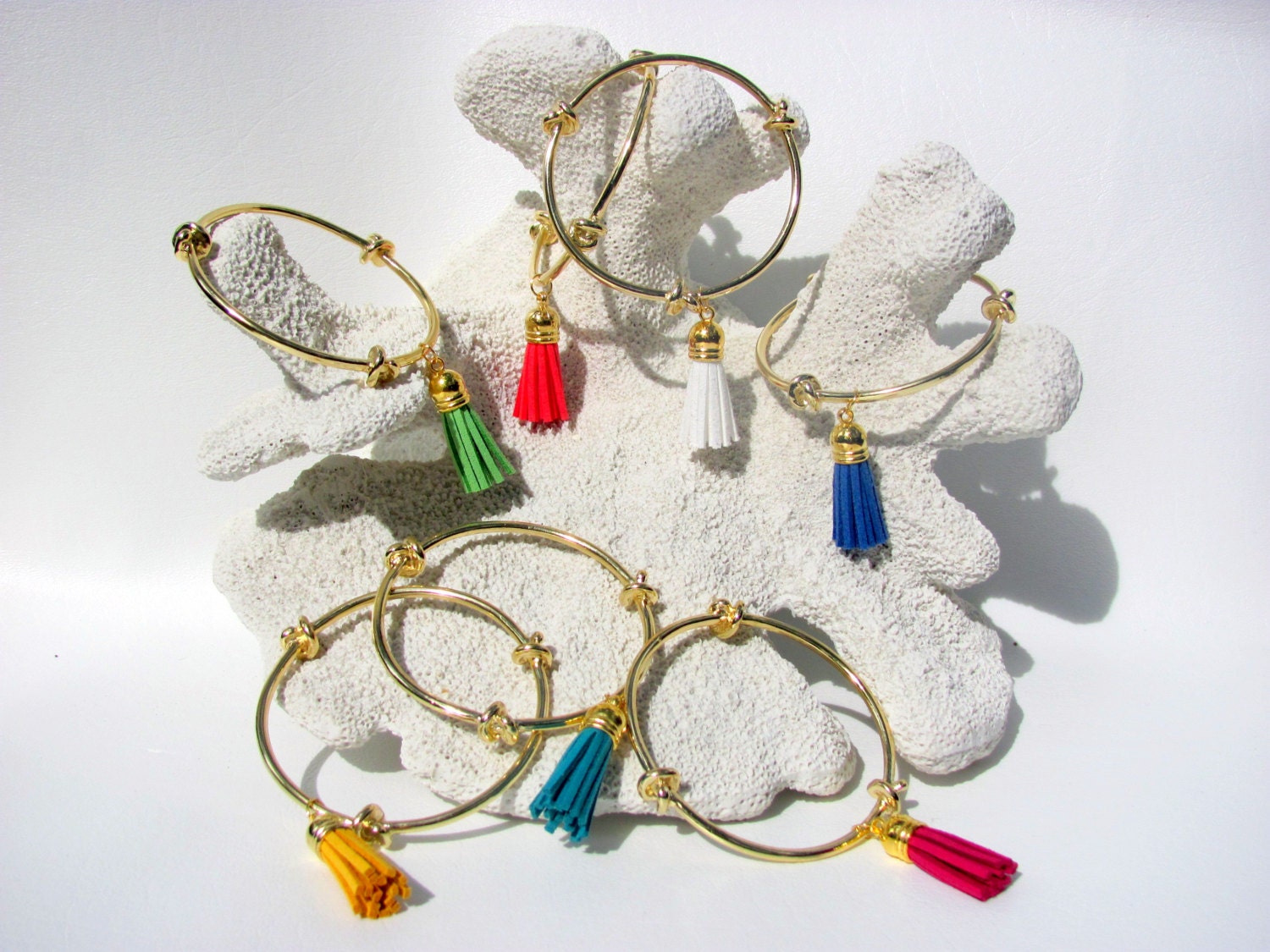 Knot Bangles with Tassels - Nautical Bangle Bracelets with your choice of color tassels