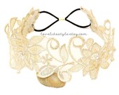 Light Gold Flower Metallic Lace with Champagne Satin Sash // Bridal Sash
