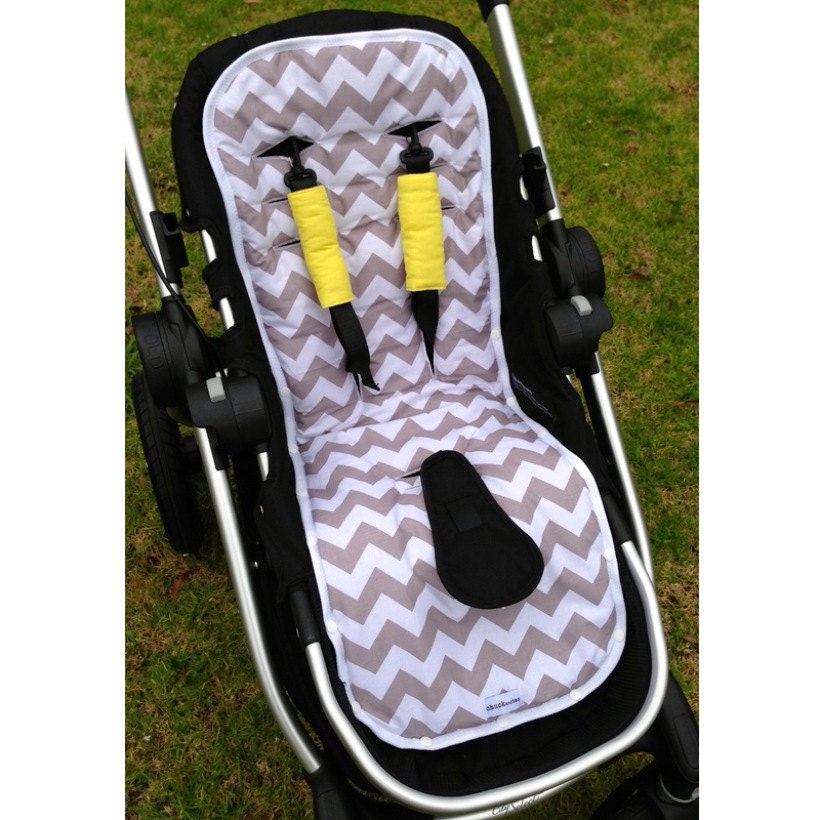 Reversible Pram/Stroller Liner Grey Chevron and Yellow
