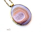 Caramel Stripped Druzy Agate Handcrafted Eco Friendly Natural Oxidized Metalwork Artisan Brass Pendant Gift for Her.Free Shipping