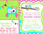 Owl Birthday Invitation - Look Whoo's Turning - PRINTABLE Invitation and Thank You Card - Owls Il_170x135