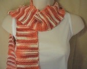 Orange White Striped Knit Long Skinny Scarf Neckwarmer