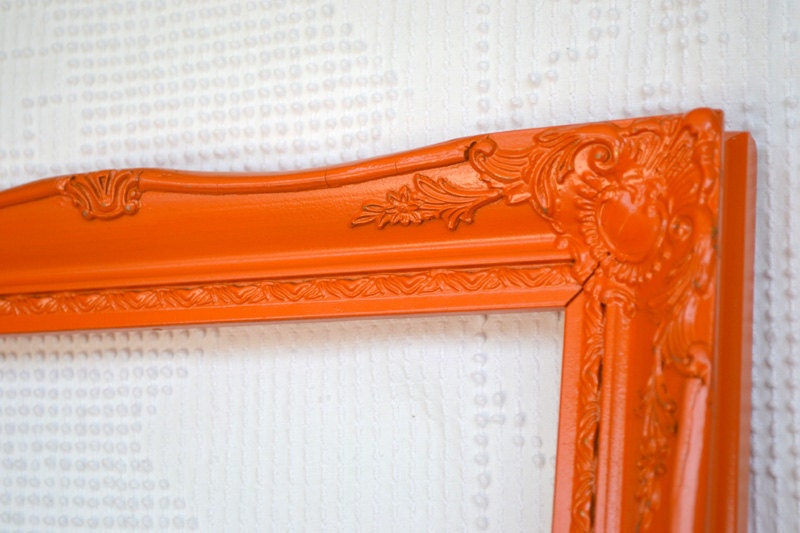Large Ornate Orange Frame 13 x 16" Opening- Photography Prop Photo Booth Gallery Wall Shabby Chic Vintage Modern Decor
