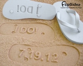 Custom Beach Wedding Flip Flops. Personalize With Your Sand Imprint Design.