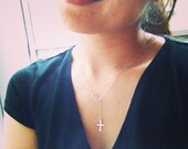 Cross and Infinity Lariat Necklace - Faith Forever - All Sterling Silver - Everyday Jewelry
