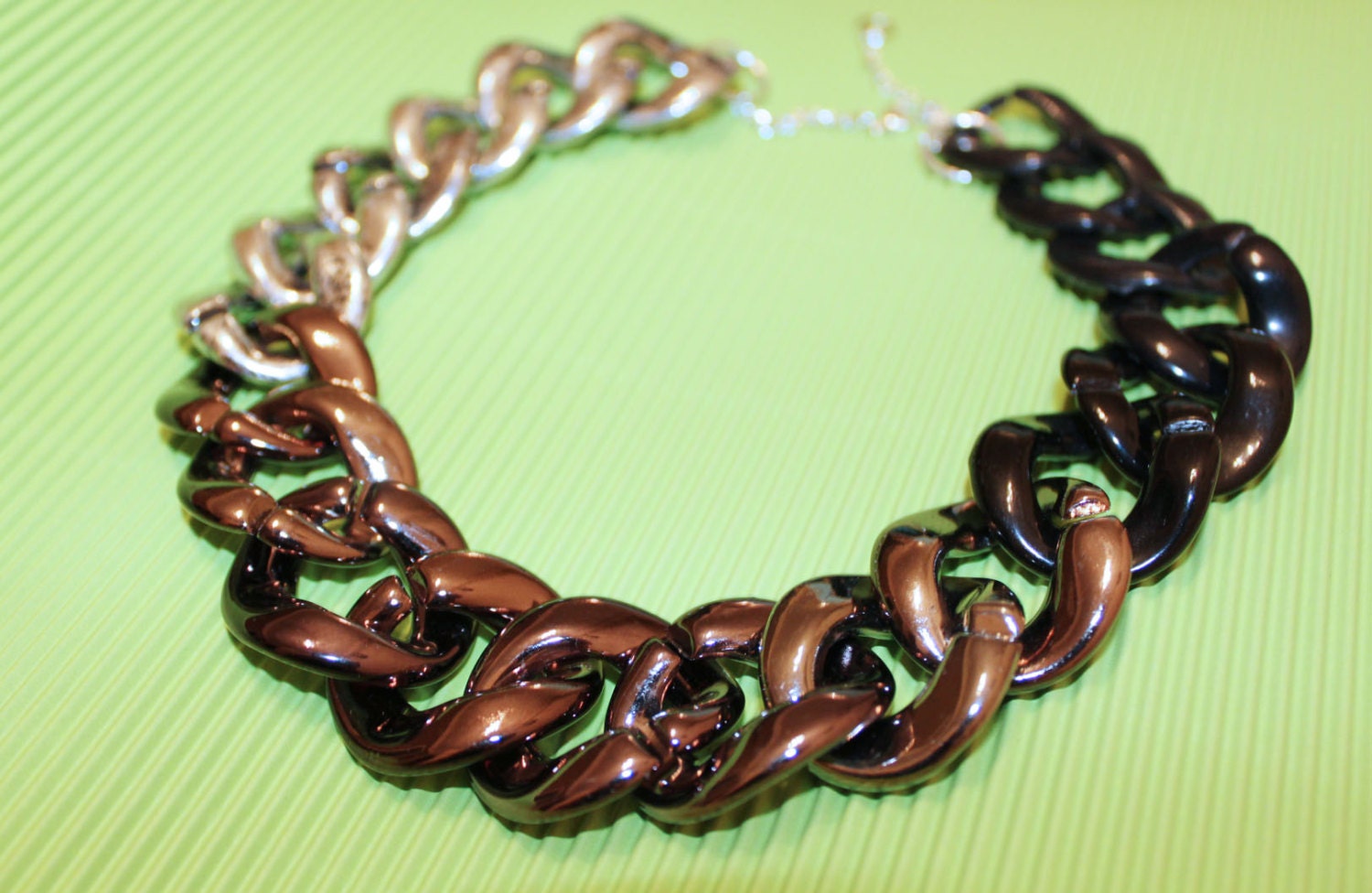 Chain necklace, Statement Necklace, silver black chunky Chain, Metallic, boho chic, retro OOAK jewelry