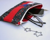 Stars pleated Clutch Purse, zippered Pouch, summer Clutch, wristlet