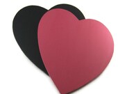 Set of Two Double Sided Chalkboard Hearts for Wedding or Engagement Pictures - Includes One Pink and One Black Heart