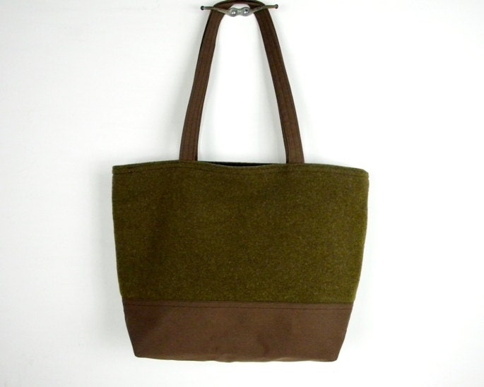 Wool Canvas Tote Bag WWII Military Wool