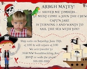 PIRATE Invitation Birthday Pirates Treasure Party Boy or Girl theme Skull cross bones boys girls Ship Sail Original Unique invite