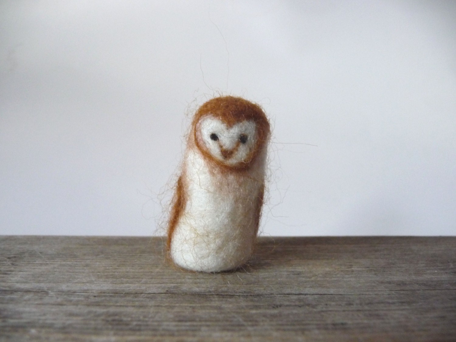 Needle felted barn owl miniature soft sculpture