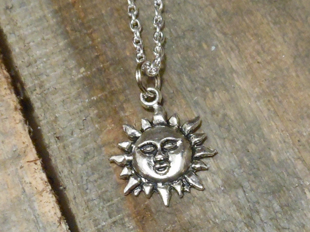 Sun Necklace - Silver Sun Charm Necklace - Sun