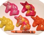 Recycled Unicorn Crayons, Set of 5, CUSTOM Colors/Finishes, Party Favors, Unicorn Favors, MLP