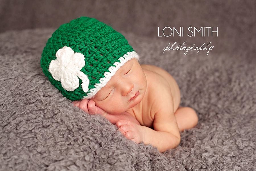 Baby Leprechaun 4 Leaf Clover Shamrock Hat - Crochet Newborn Beanie Boy Girl Costume Winter Thanksgiving Photo Prop Cap Christmas Outfit