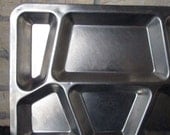 Vintage Marine Works Mess Hal Lunch Tray WWII Military Army Stainless Steel Metal 6 Compartment Tray
