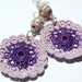 Crocheted Round Violet Earrings - Crochet earring jewelry - Violet earrings - Round earrings - Fashion crochet
