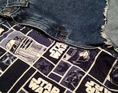Star Wars Fabric High Waisted Shorts Studs Sizes 00-12 Galaxy Sci Fi r2d2  c3po darth vader