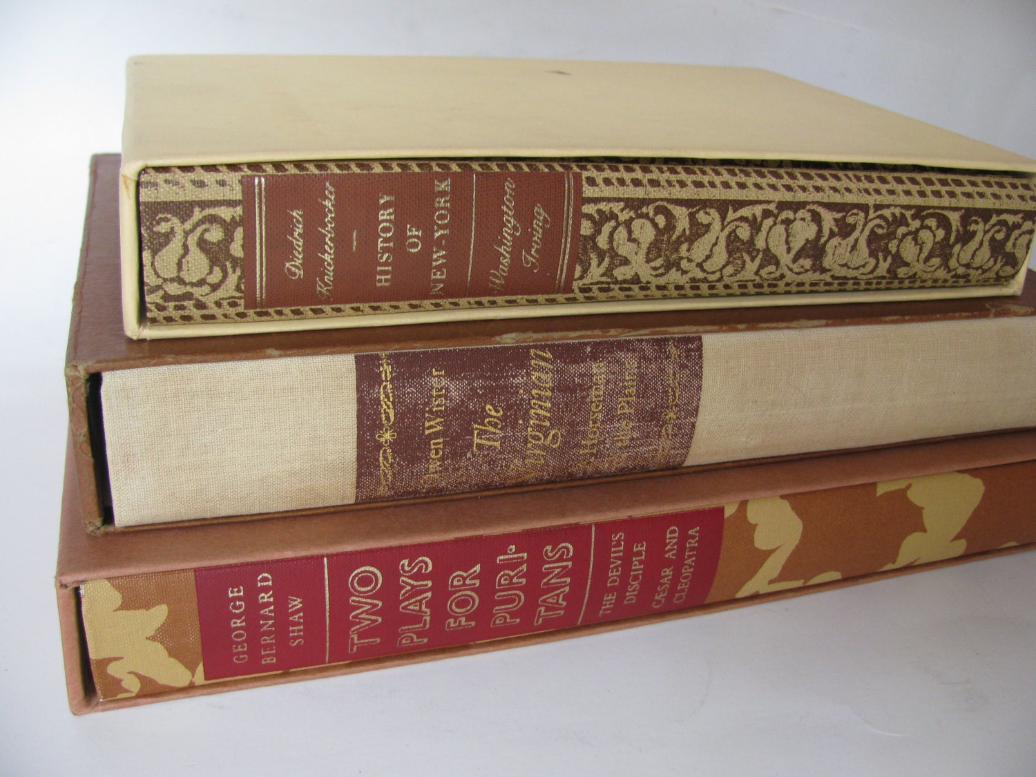 Gorgeous Book Collection in Autumnal Hues featuring Shaw and Washington Irving