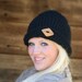 Women's Cloche Hat with Button Crochet Flapper Style Hat- Black