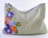 NEW - Painted Petals Leather Statement Clutch