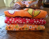 Baby Burp Cloth Set - Orange, Pink, Brown - New Mom Shower Gift