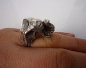 Aluminium Elephant ring on adjustable ring base, dumbo, Africa safari inspired