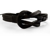 Minimalist Black Leather Square Knot Bracelet