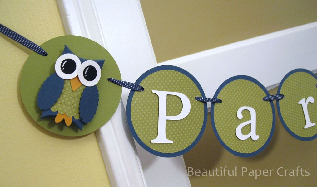 Owl Baby Shower Banner--Name Owl Banner- It's A Boy Baby Shower Decorations