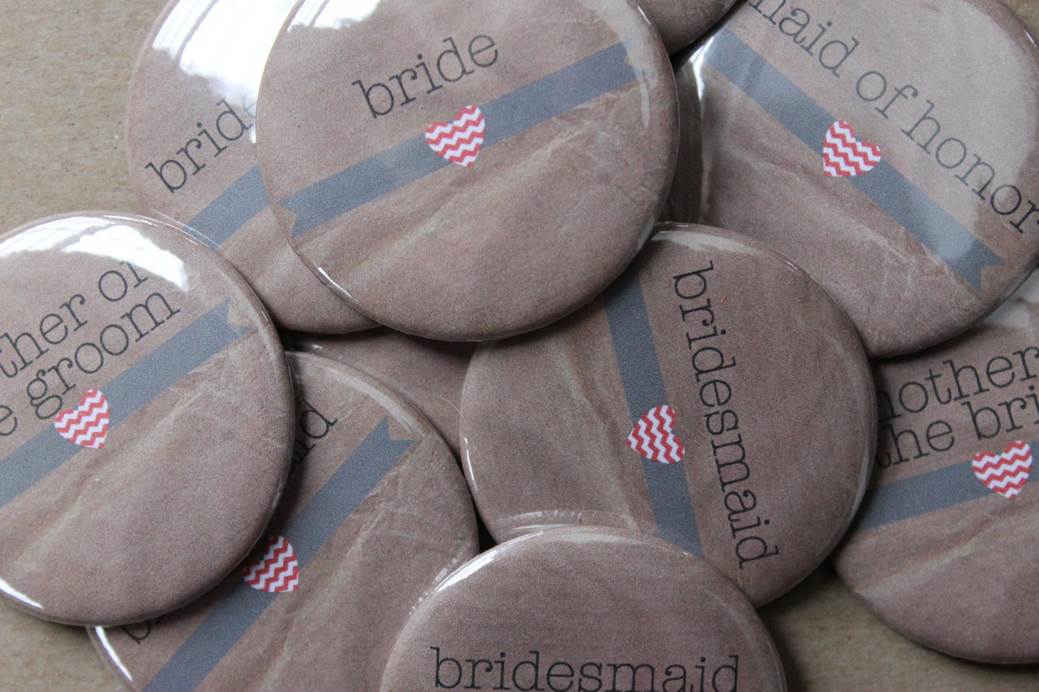 Kraft Bridesmaid Buttons