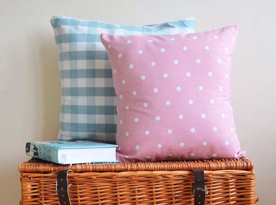 Pink Polka Dot Cushion Cover, Cottage Chic Home Decor