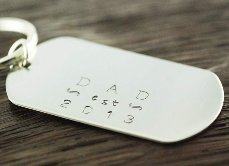 Personalized Key Chain, Hand stamped key chain, Gift for Him, Fathers Day GIft,