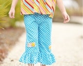 Spring Summer ruffle capri pant Children Girl Over the Rainbow Mudan 12m, 18m, 2t, 3t, 4t
