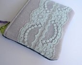 The Allison - floral vintage lace zipper pouch with zipper closure cotton and poly blend
