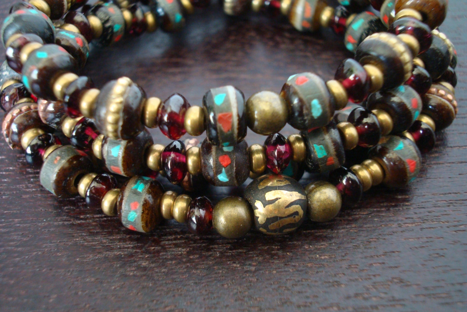 Men's Tibetan Tantric Meditation Mala - Hand Inlaid Tibetan Bone & Garnet Mala - Buddhist, Yoga, Meditation, Prayer Beads, Jewelry