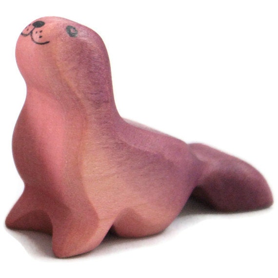 Toy Seal baby wooden grey pink purple colourful Size: 4,5 x 4,0 x 2,0 cm (bxhxs) approx. 9,0 gr.
