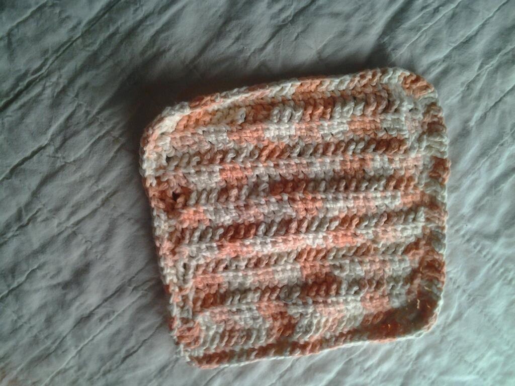 Orange White and Cream Dish or Wash Cloth