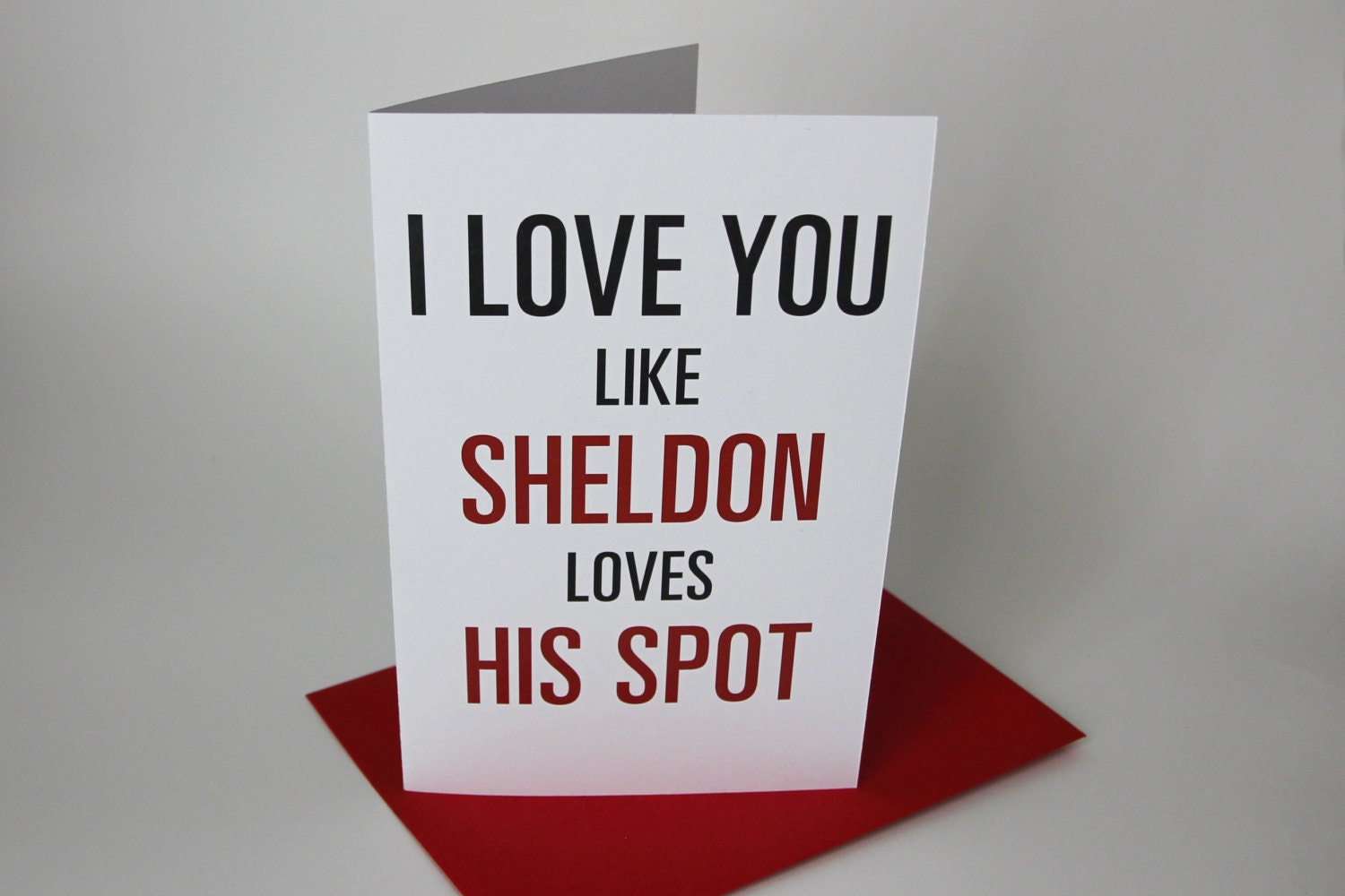 NEW Silkscreen Printed Sheldon I Love You / Valentine Card - The Big Bang Theory Tv Show