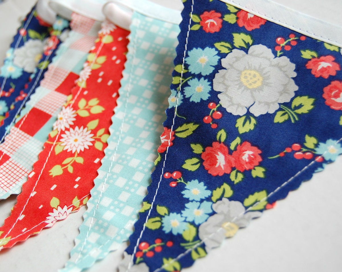 Happy Go Lucky Bunting Banner - Fabric Banner - Fabric Bunting - Baby Bunting Banner - Flags Pennants