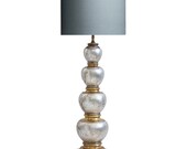 Large Silver and Gold leaf table lamp In the manner of James Mont. 1950s
