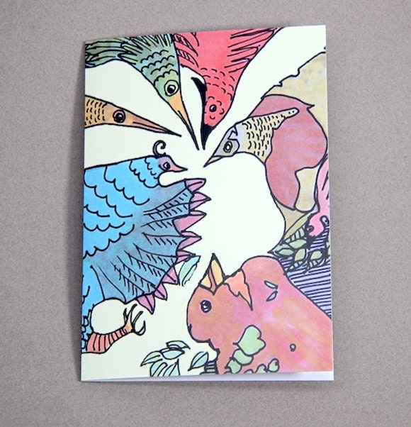4 Cheep, cheep, cheep - bird chatter greeting cards - set of 4 with envelopes