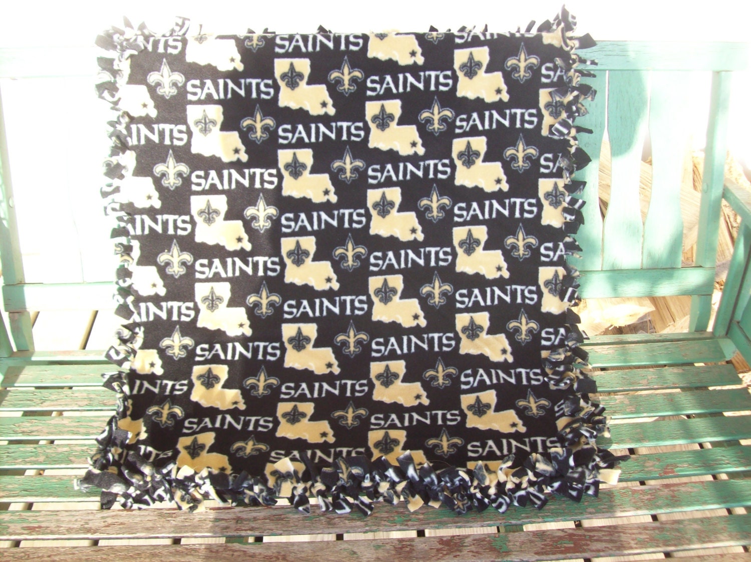 New Orleans,Saints Inspired,Blanket,Cover,Photo Prop,Football,Gift,Baby,Toddler,Sports,Fleece,Hand Tied,NFL Inspired