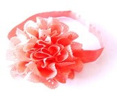Peach Eyelet Flower Headband - For Infant, Toddler, Child or Adult