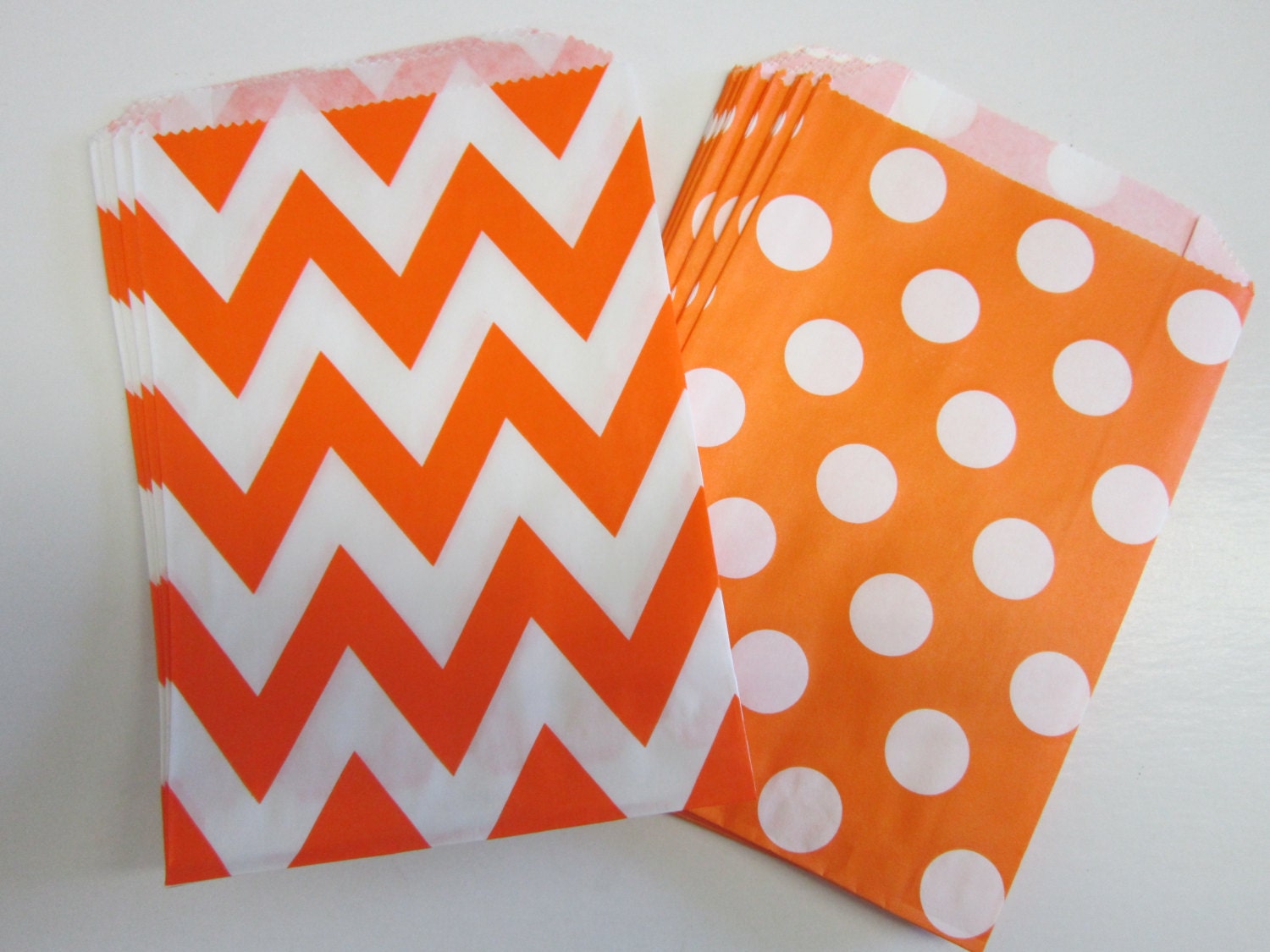12 Orange Polka Dot Chevron Favor Bags Il_170x135