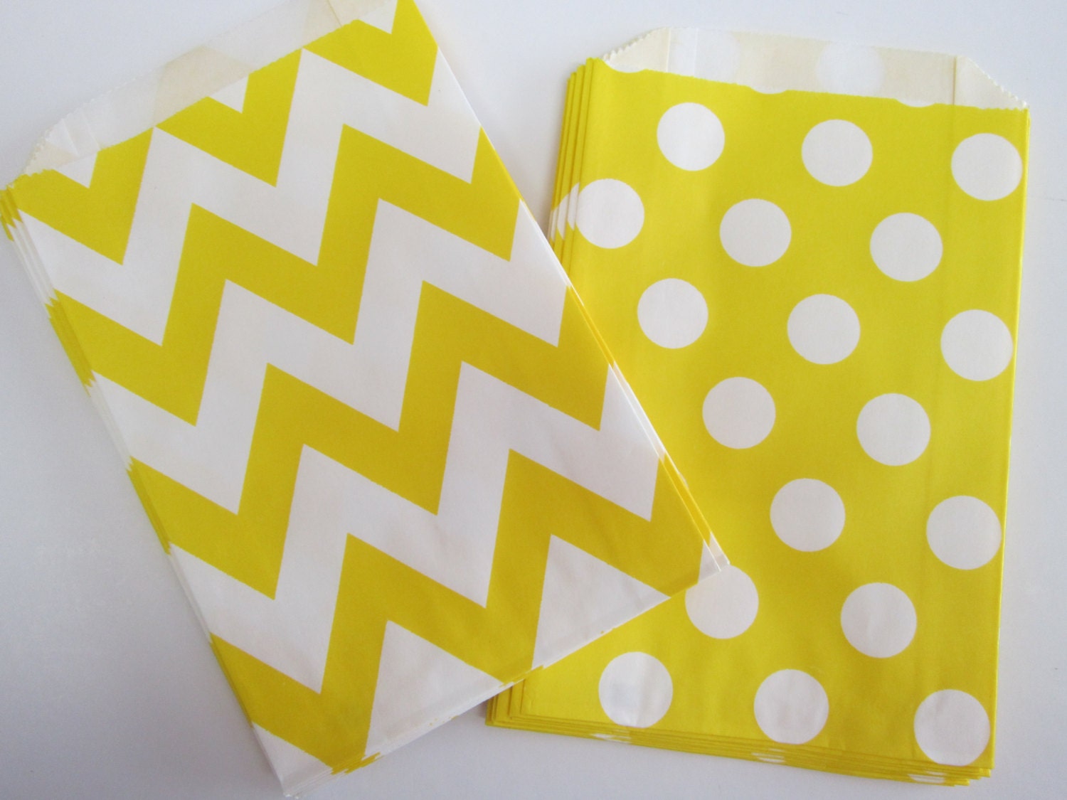 12 Yellow Polka Dot Chevron Favor Bags Il_170x135