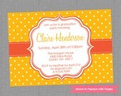 Printable Graduation Party Invitation - Graduation Themed Polka Dot Invite - Colors and Text Customizable Il_170x135