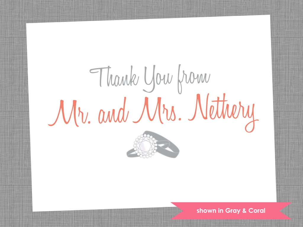 Newlywed Thank You Cards - Personalized Folded Note Cards - Colors and Text Customizable Il_570xn