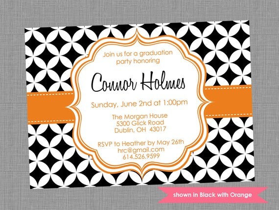 Printable Graduation Party Invitation - Graduation Themed Pixie Invite - Colors and Text Customizable Il_570xn